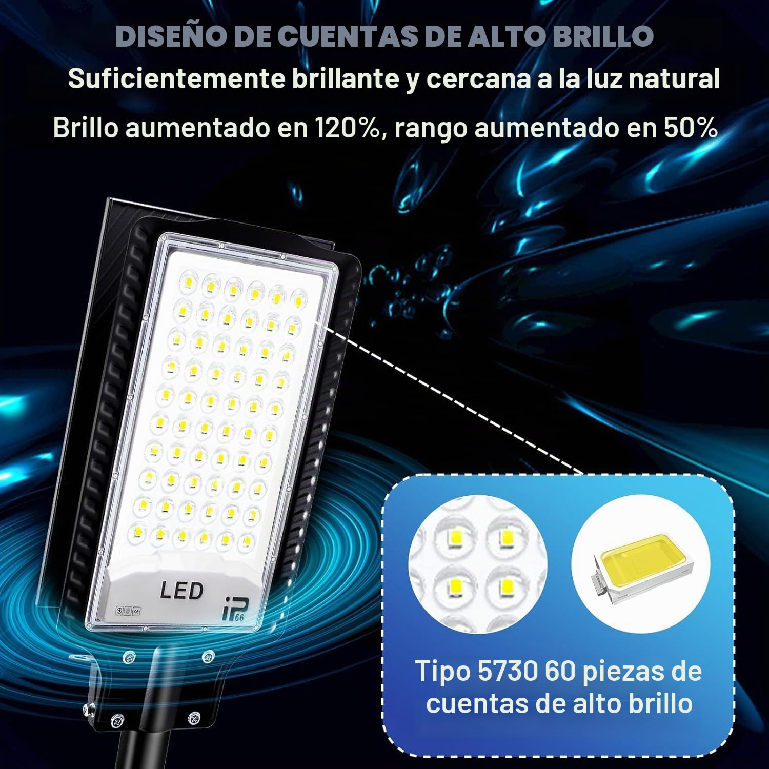 Eleganted Farola Solar Exterior, Lámpara LED Solar con Mando a Distancia, 20000LM Luces Solares LED Exterior, IP65 Impermeable, 6500K Foco Solar Exterior Temporizador para Patio, Calzadas, Calle