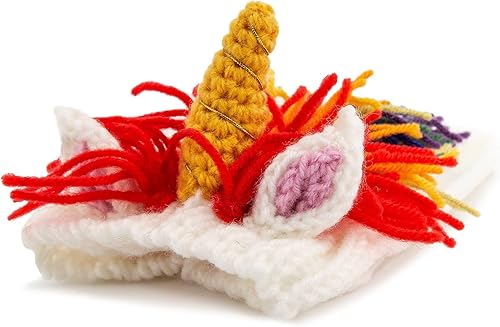 Miniatura 3 de Zoo Snoods Disfraz de unicornio, tejido de punto arcoíris para perro, envoltura para mascotas, cubierta cálida para el cuello para Halloween e