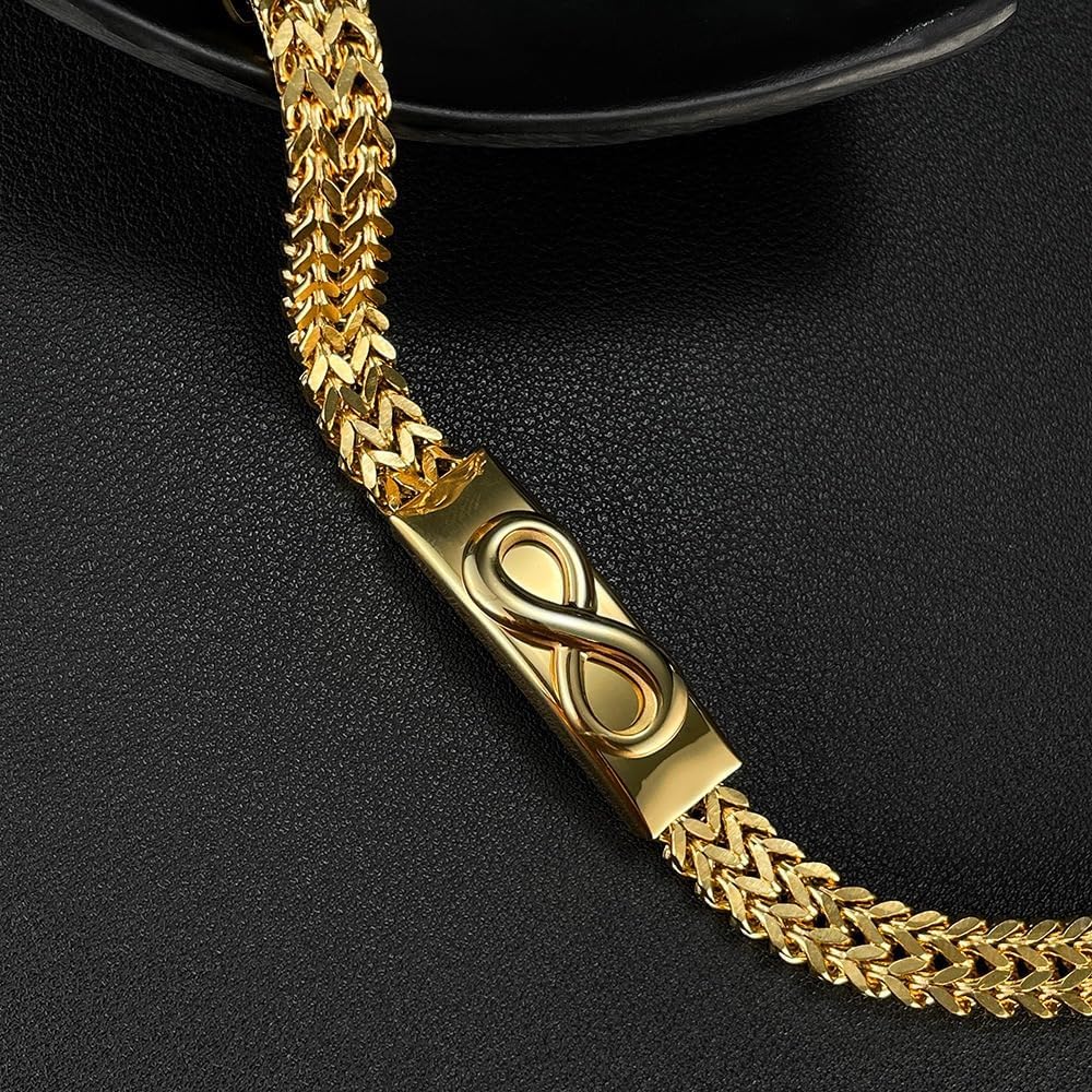 Solid 18K gold men's and women's bracelet, Miami Cuban chain bracelet, Infinity Love Bracelets, Valentine's Day/Birthday/Christmas gift box - Image 5