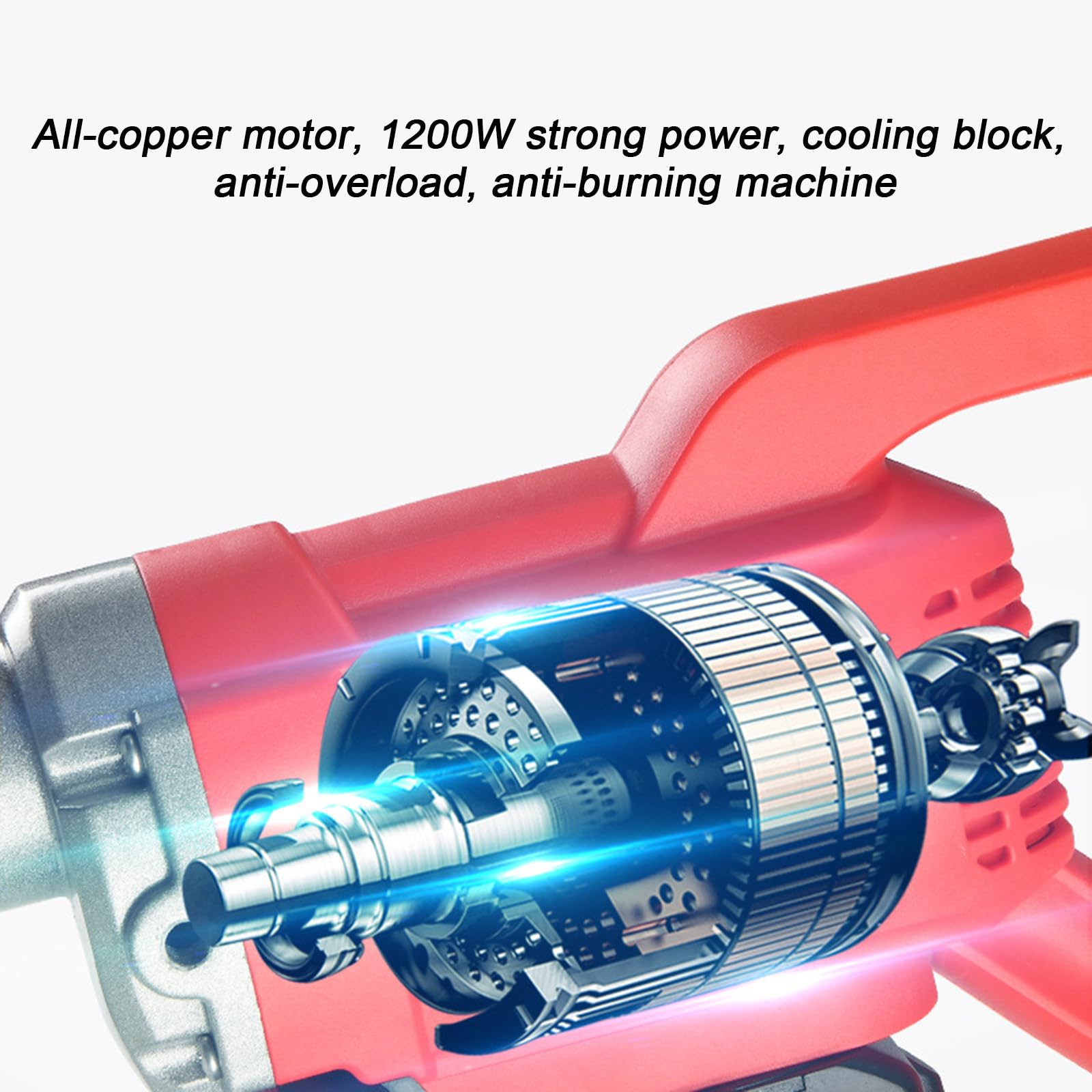 NYANS Kit de Vibración de Regla de Hormigón Eléctrica, Herramienta de Acabado de Hormigón de Acero Inoxidable, 1200W Todo el Motor de Cobre, Máquina Niveladora de Hormigón de Mano,2 Battery