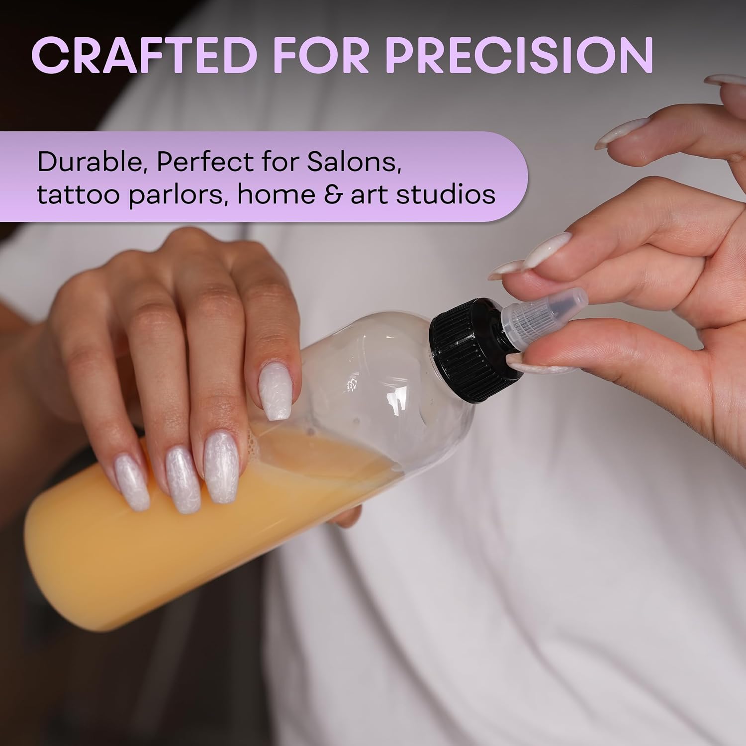 BRIGHTFROM Twist Top Applicator Bottles, 8 OZ Multicolored Squeeze Empty Plastic Bottles, Black Nozzle, BPA-Free, PET, Refillable, Open/Close Nozzle - Multi Purpose (4 Pieces)