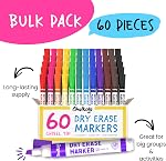 Chalkola Dry Erase Markers Bulk (60 Pack, 12 Vibrant Colors) | Chisel Tip WhiteBoard Markers, Dry Erase Pens - White Board Pens for Kids, Teachers - Home, Office, School Classroom Supplies