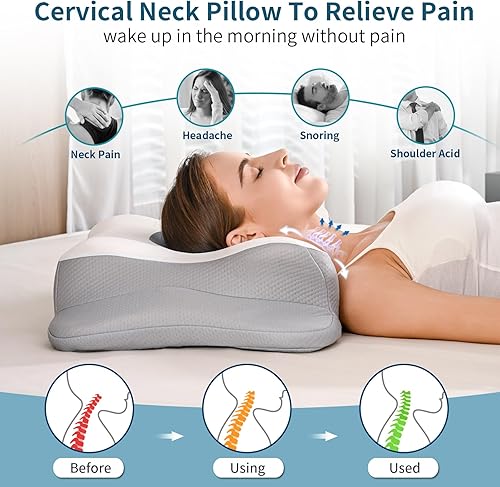 Miniatura 2 de Almohada cervical para el cuello, almohada de contorno para aliviar el dolor de cuello, almohada ortopédica ergonómica para dormir de lado,