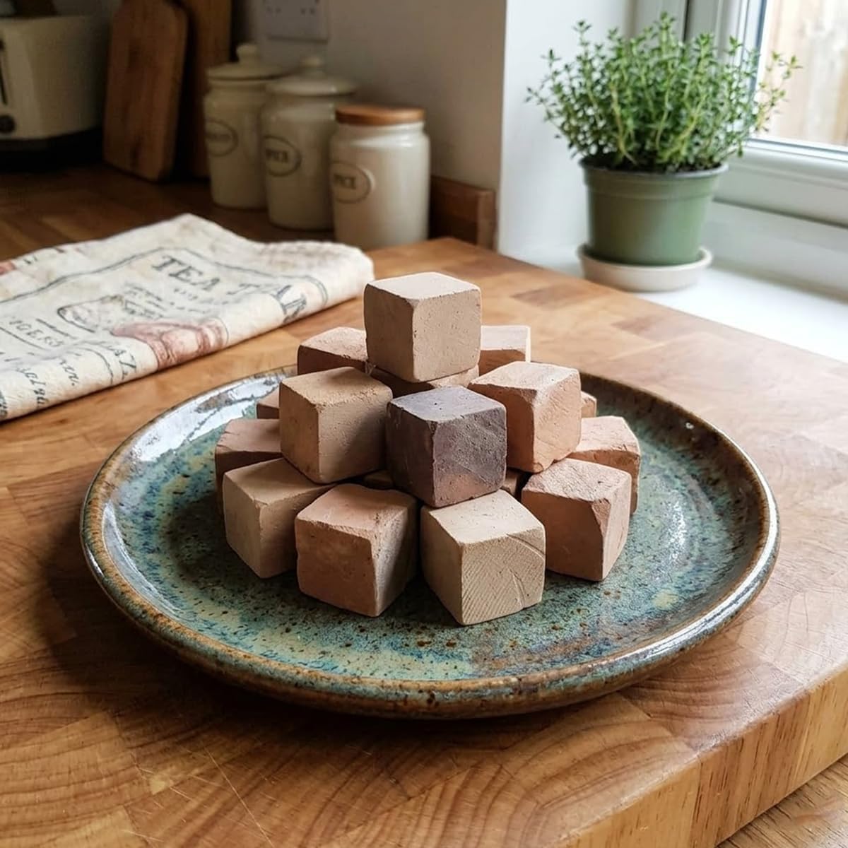 VRINDAVANBAZAAR.COM Red Shale Cubes Clay 500gm- Pottery Clay Cubes for Art Craft Sculpting Hand Modeling DIY Projects, Raw Pieces for Sculpture Decorative Art Ceramic Studio Use