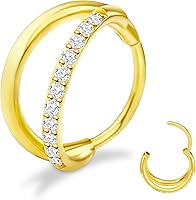 Vista 9 de SmileBelle Anillos de nariz con bisagra de 14K de oro para mujeres 20G, anillo de tabique clicker de acero quirúrgico 316L, arete de aro Huggie