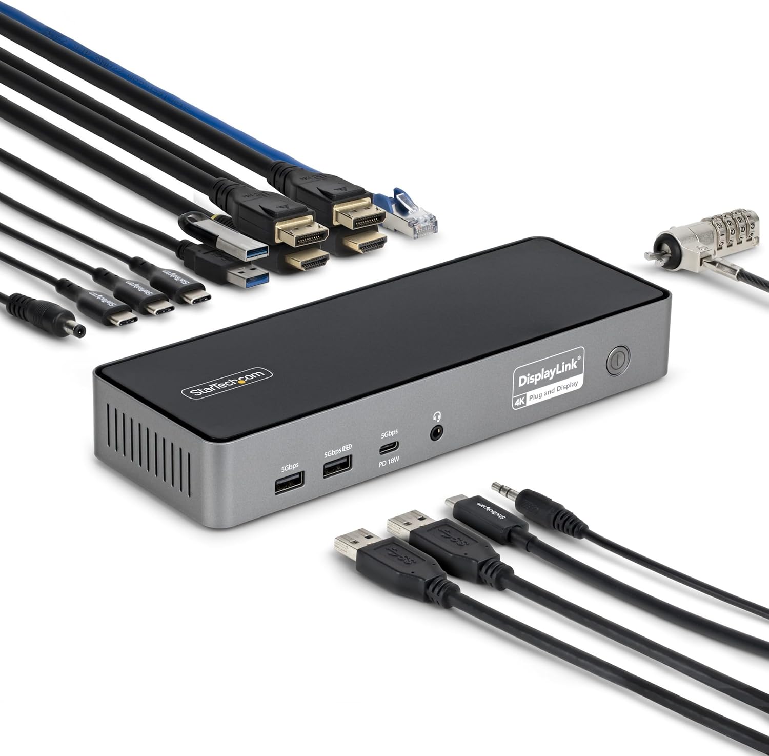 Docking Station USB-C StarTech.com Triple Monitor 4K 60Hz, 2.5GbE, 140W