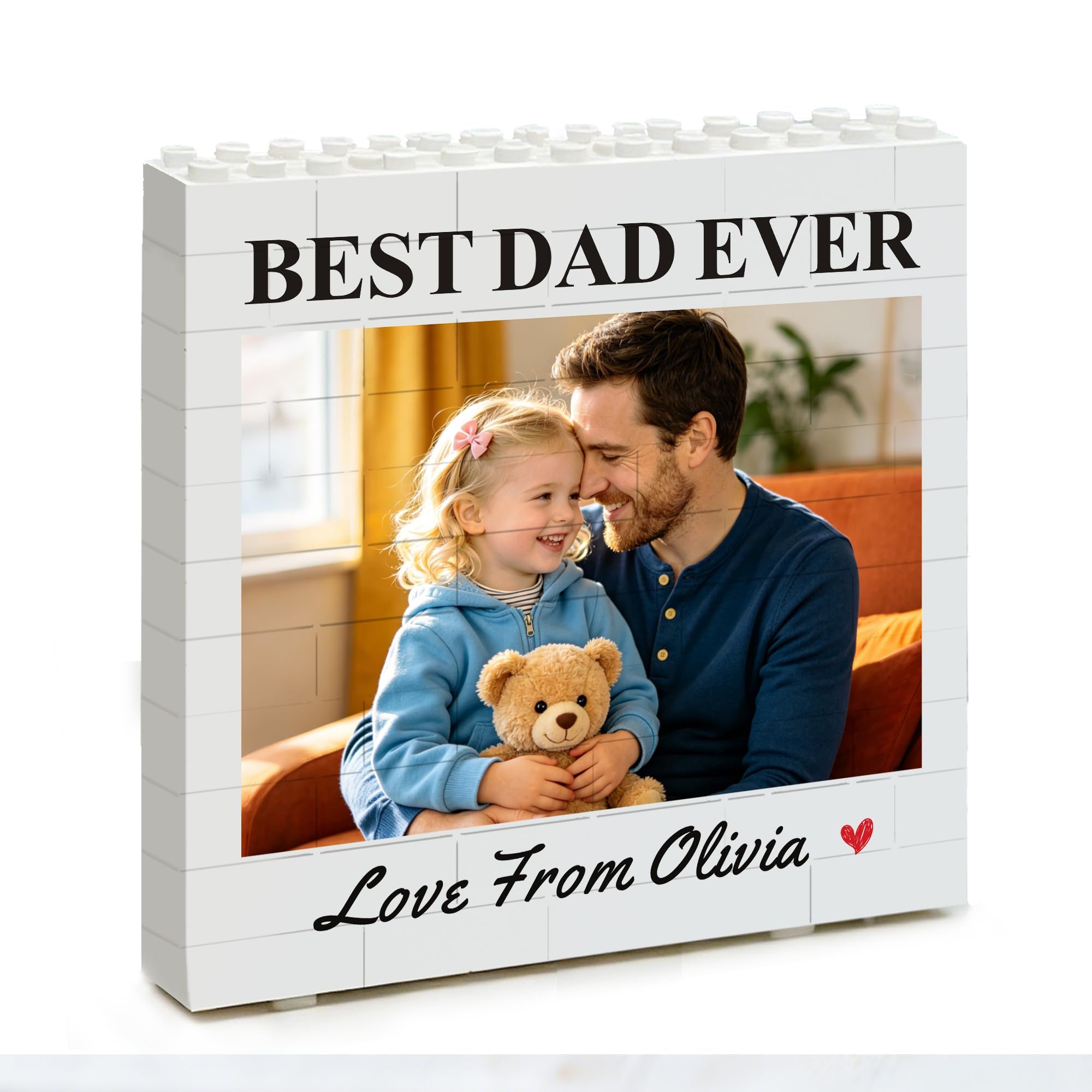 EDSG Personalised Gifts for Father's Day, Custom Jigsaw Puzzle with Photo, Fathers Day Photo Sign Plaque Gifts from Daughter Son Wife, Photo Frame Gifts for Fathers Day Birthday Christmas (Square)
