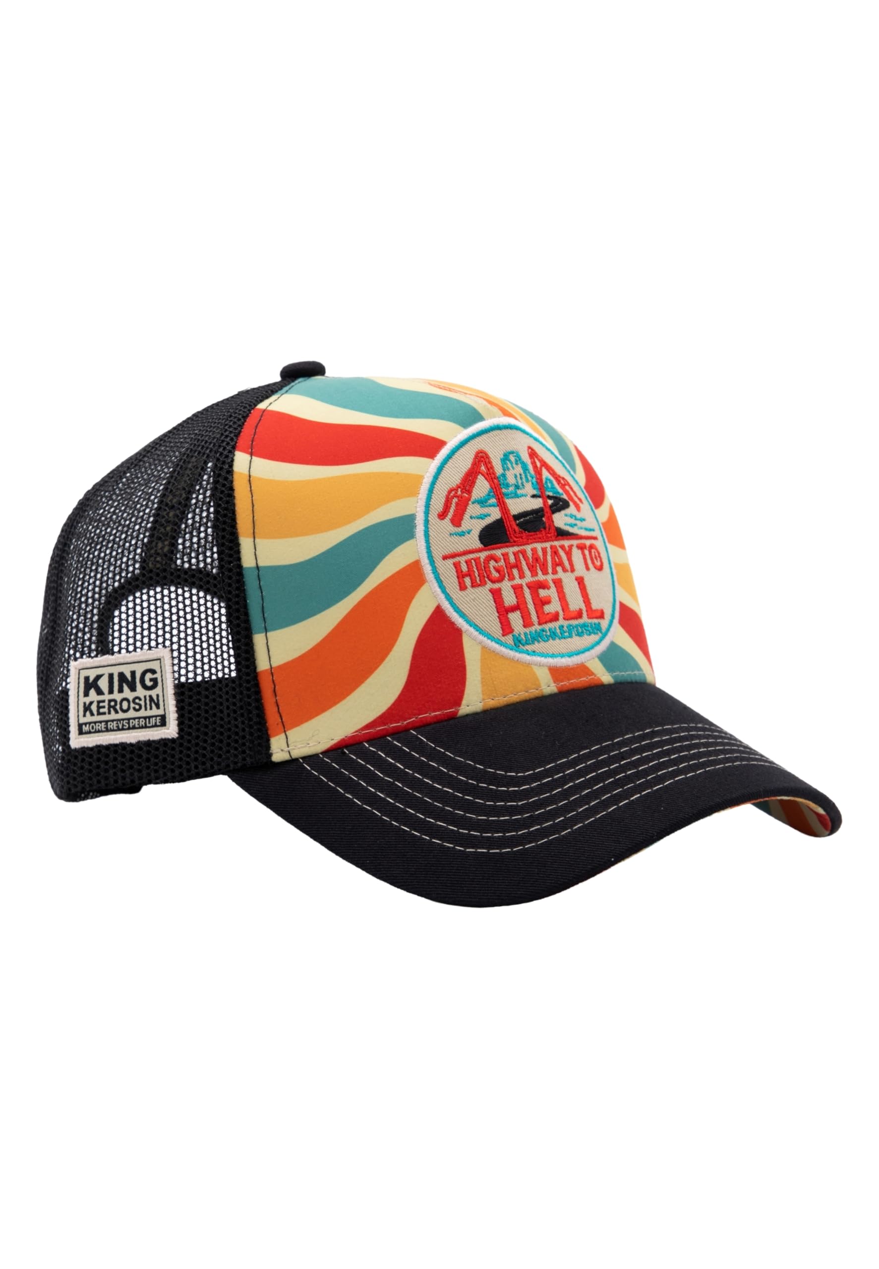 King Kerosin Czapka Highway LogoKerosin Męska - Krzywa Krawędź Czapka Baseballowa Trucker Snapback, z Daszkiem, Daszek Wiosna/Lato Wiosna Lato, Wielobarwna, Talla única