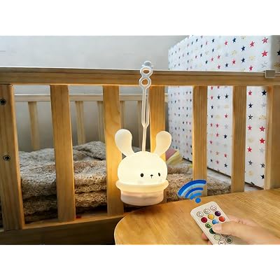 Baby Night Light for Car Seat- Dimming Function 9 Colors Changing Eye Caring Portable Rechargeable & Timing Bedside Lamp Light Up Toddler Bed Room Travel Essentials Squishy Silicone Infant BPA Free