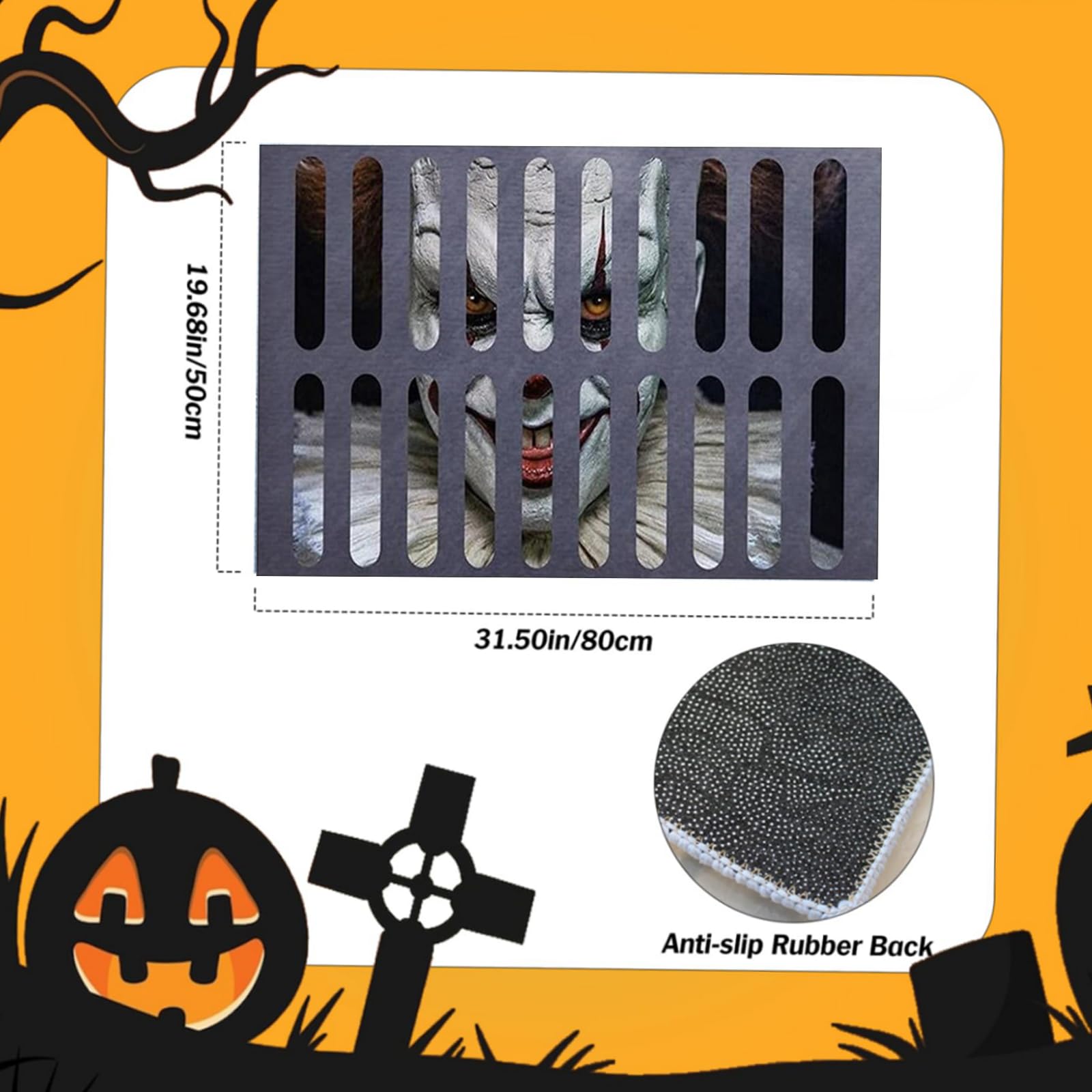 Jkddrep Halloween-Fußmatte, Halloween-Dekorationen Für Den Außenbereich, Gruselig, 3D-optische Täuschung, Clown-Türmatte, Halloween -Willkommens-Fußmatte Für Drinnen Und Draußen (Clown/1
