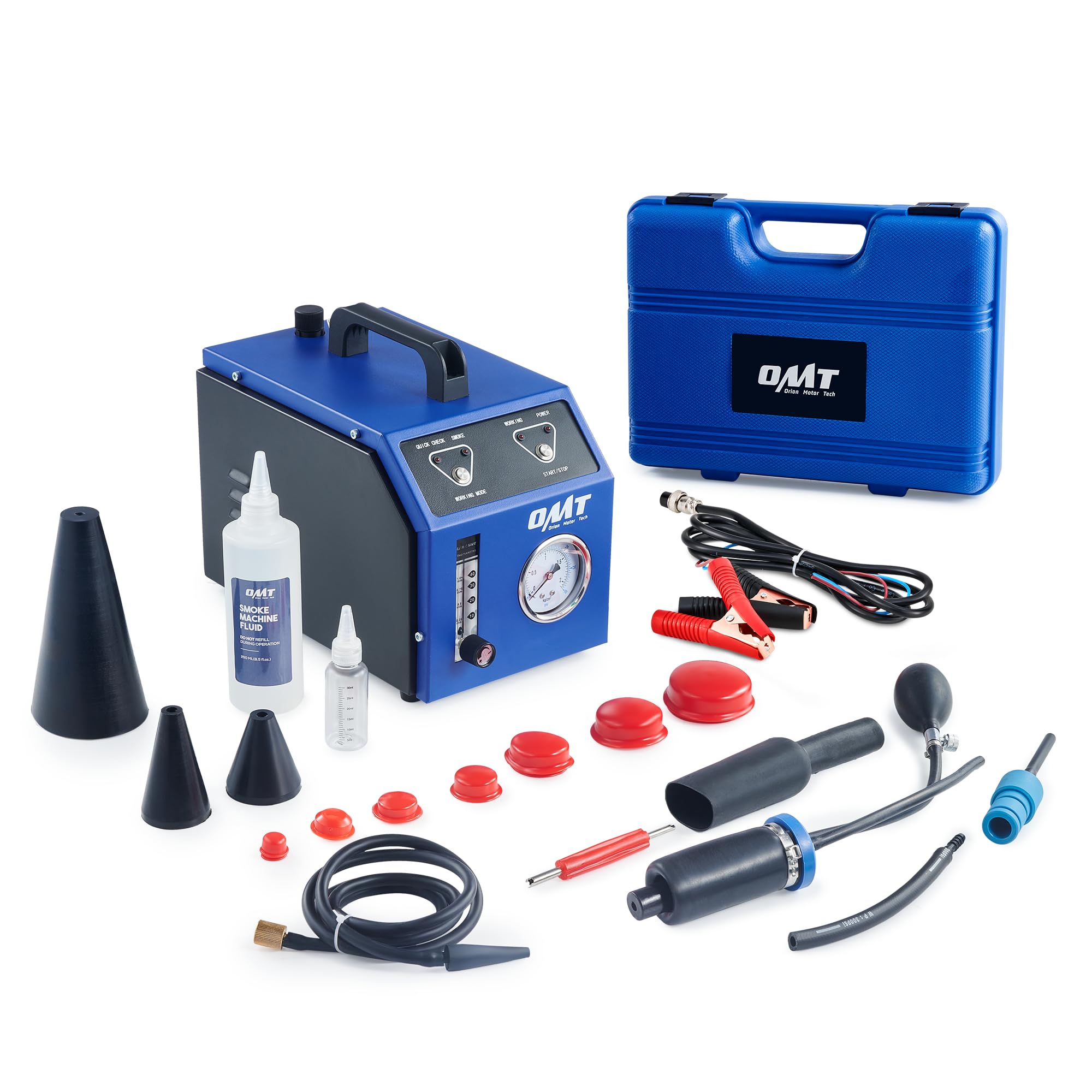 Orion Motor Tech Rilevatore di Perdite Fumo per Auto 12V Macchina di Fumo EVAP per Auto con 6 L/min Manometro, Adattatori Airbag e Coni per Sistema di Carburante EVAP