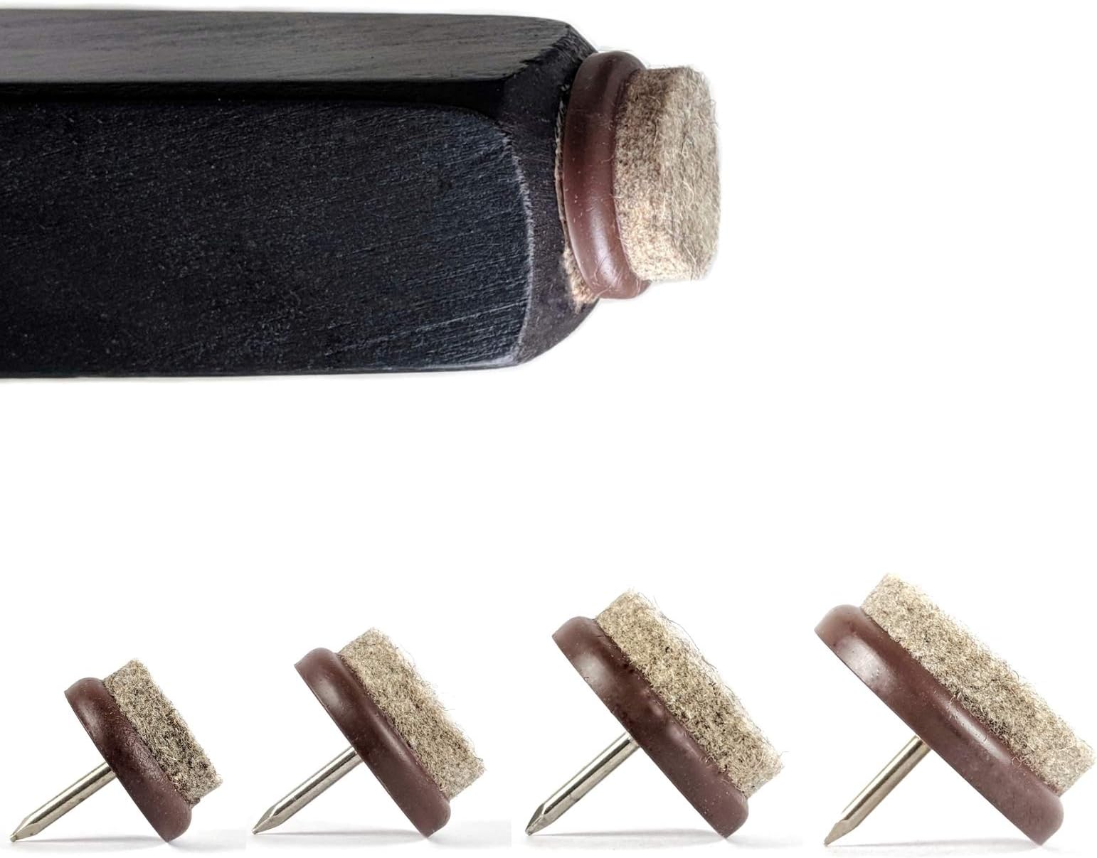 Furniture Sliders. Nail-in Gliders with Soft Felt Pads. Made in Germany (27mm Diameter, Pack of 12 with 1 x 2mm Drill Bit)