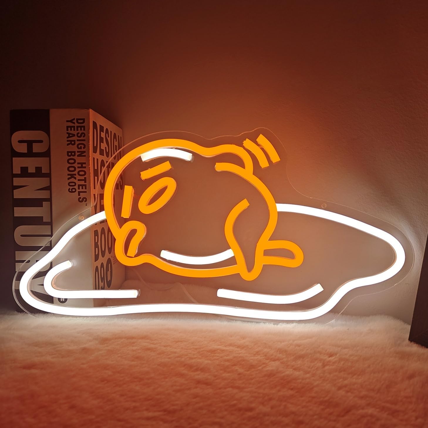Animal Neon Sign Japanese Lazy Egg Neon Sign for Wall Decor Dimmable Anime Led Light Sign Kawaii Neon Light Sign Cute Light Up Sign for Bedroom Game Room Kids Teens Birthday Gifts Cinsyarn