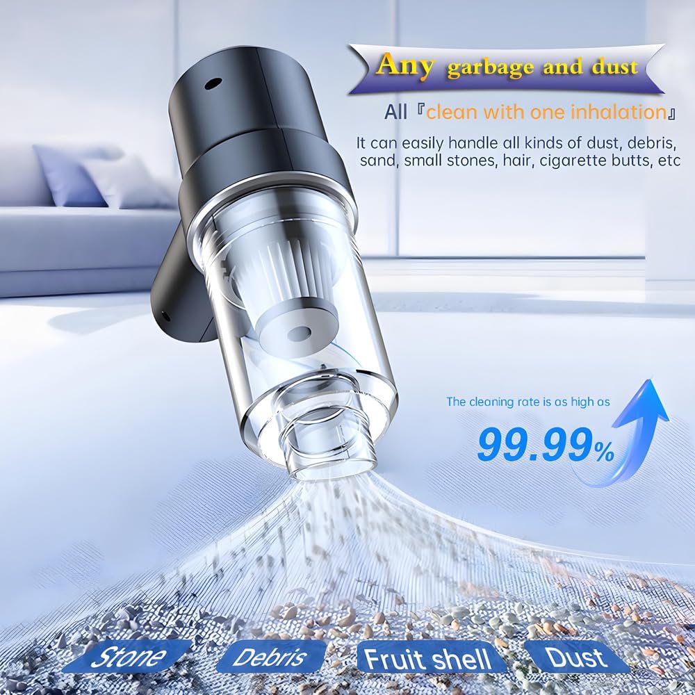 Portable Handheld 3 in 1 Multi-Functions Vacuum Cleaner Power 50W 6500PA Blowing,Suction and Inflating,Rechargeable and Cordless, Low Noise Long time Working.Dual Colors(Black and Silver)