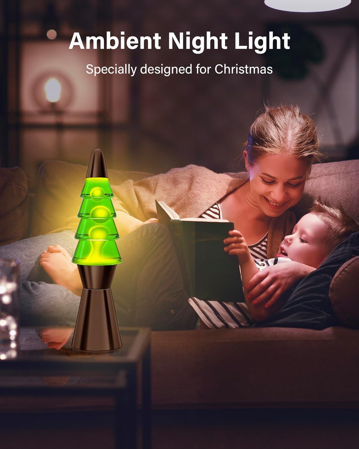 Christmas Tree Liquid Motion Lamps - 14.5 Inch Black Large Christmas Tree Night Lights Table Lamp for Adults Kids, Mood Lighting Home Decor Christmas Unique Gifts