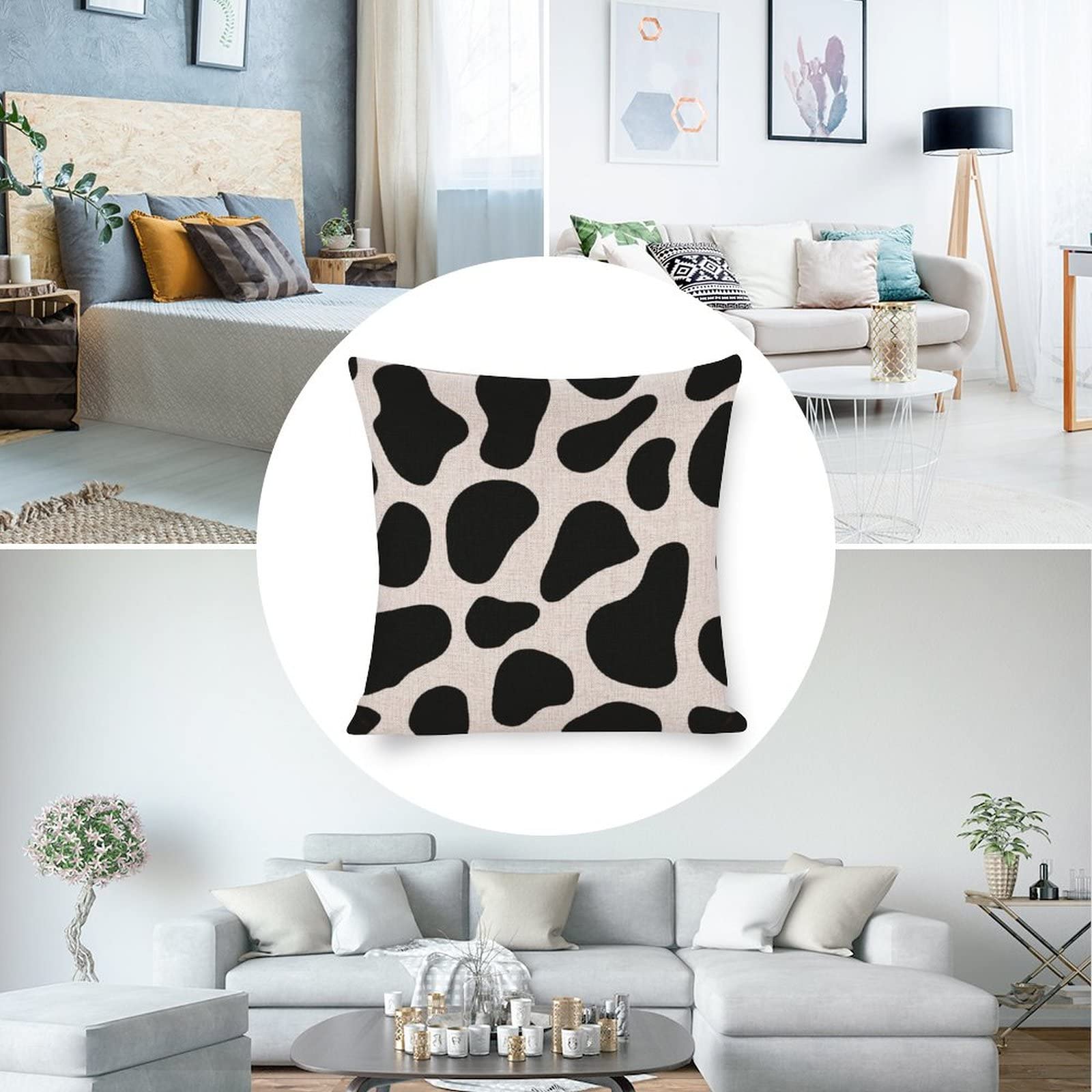 Hckot Fattoria - Federa decorativa per cuscino, 40 x 40 cm, confezione da 2 federe per cuscini in lino a righe kaki e beige, per divano, sedia, camera