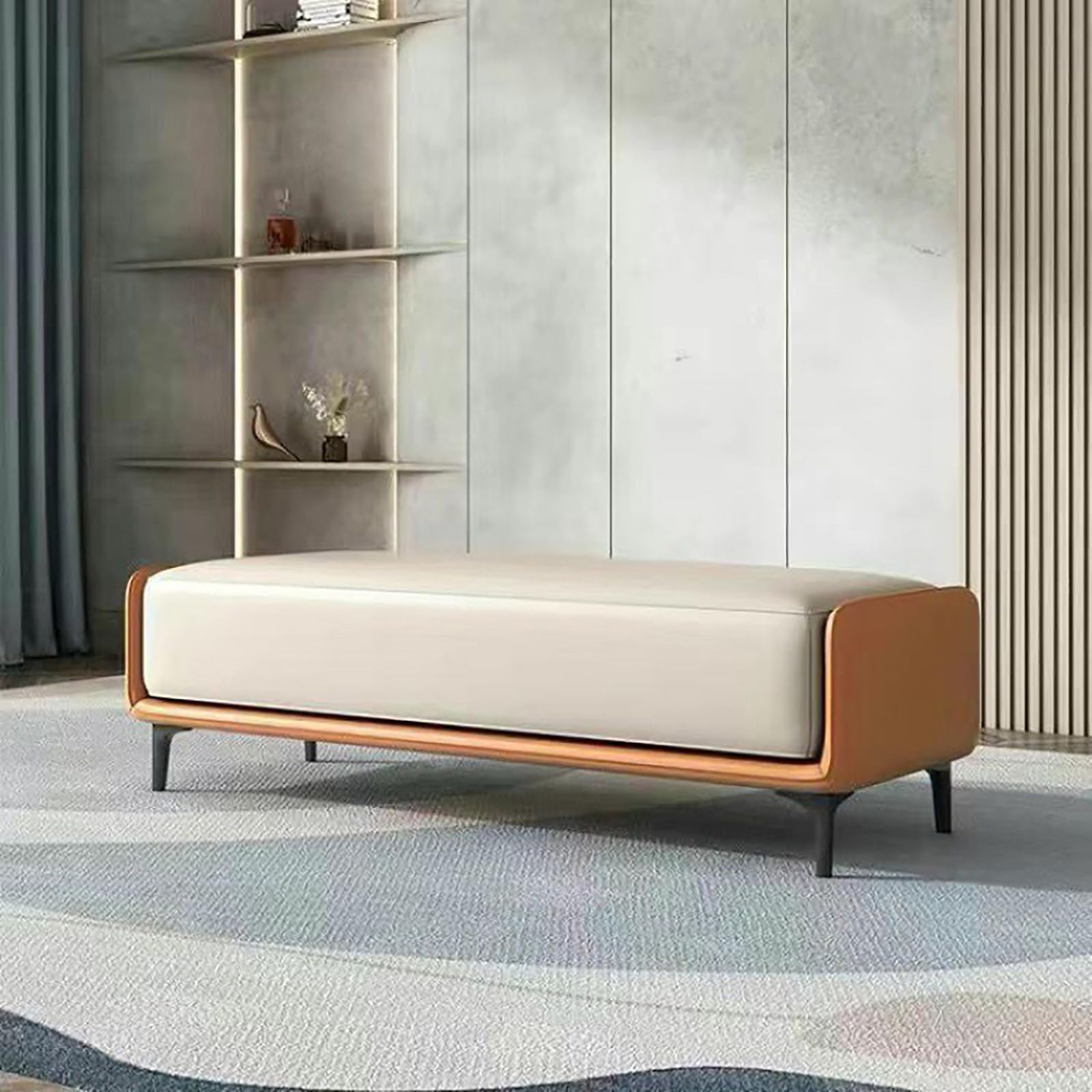 MSHGSKU Modern Bedroom Bench Solid Wood Shoe Storage Entryway Upholstered Footrest for Living Room Hallway Dressing Room 47.2" (120cm) Color A