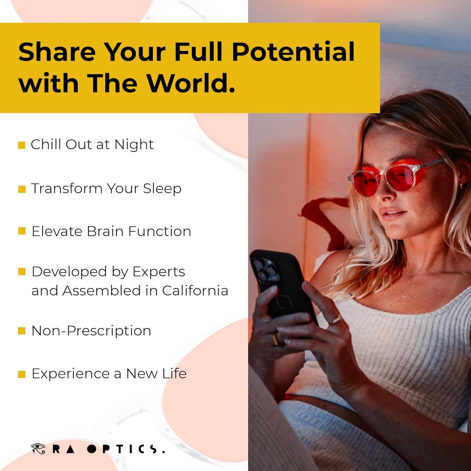 Ra Optics Clyde Frame with Sunset Lenses - Science-Based Blue Light Glasses Increase Sleep Quality - Premium Glasses for Men and Women Block Blue Light From Screens - Image 3