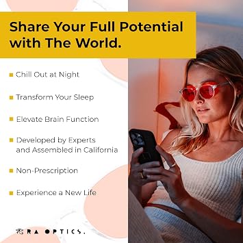 Ra Optics Clyde Frame with Sunset Lenses - Science-Based Blue Light Glasses Increase Sleep Quality - Premium Glasses for Men and Women Block Blue Light From Screens