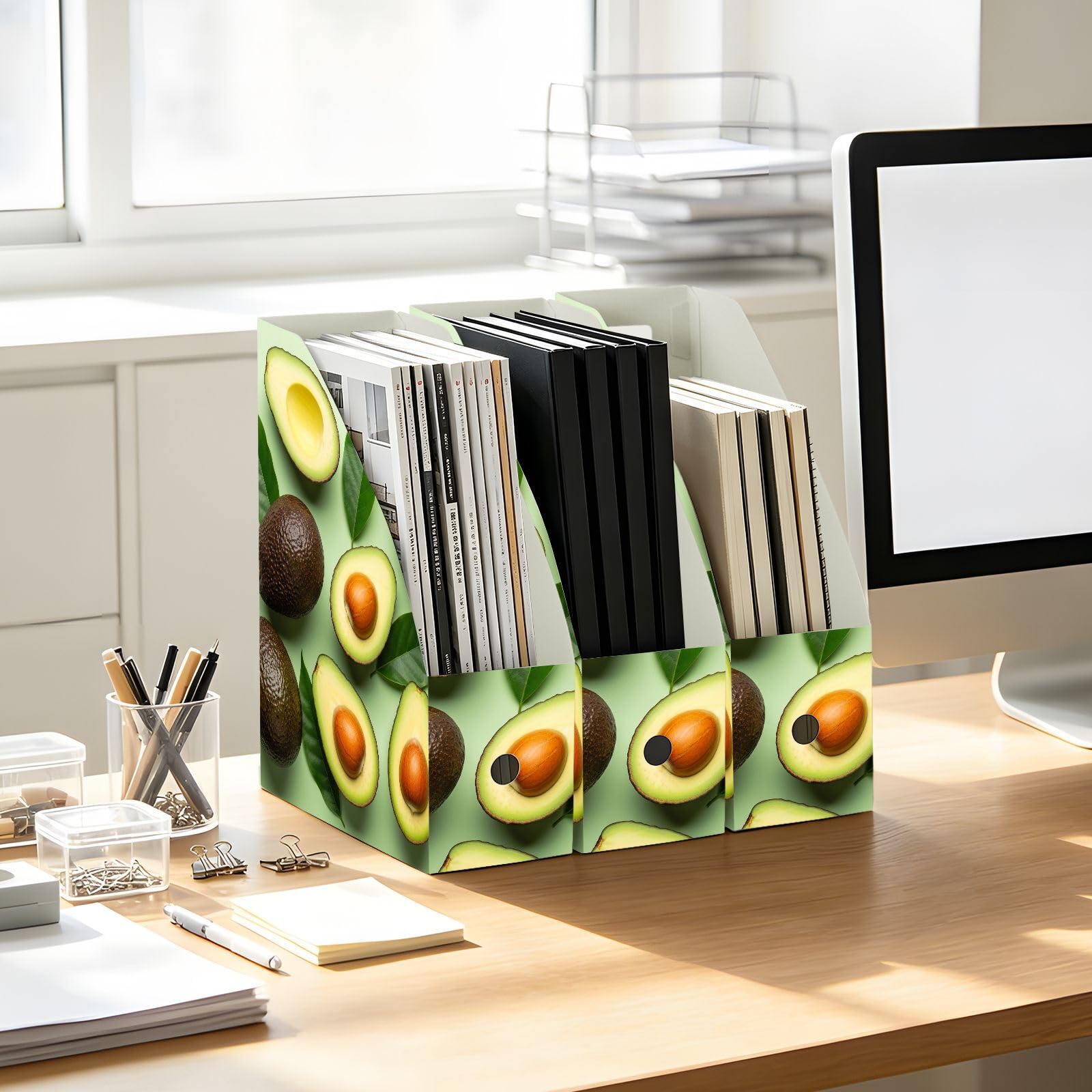 Faltbarer Zeitschriftensammler, Cartoon-Avocado-Grün