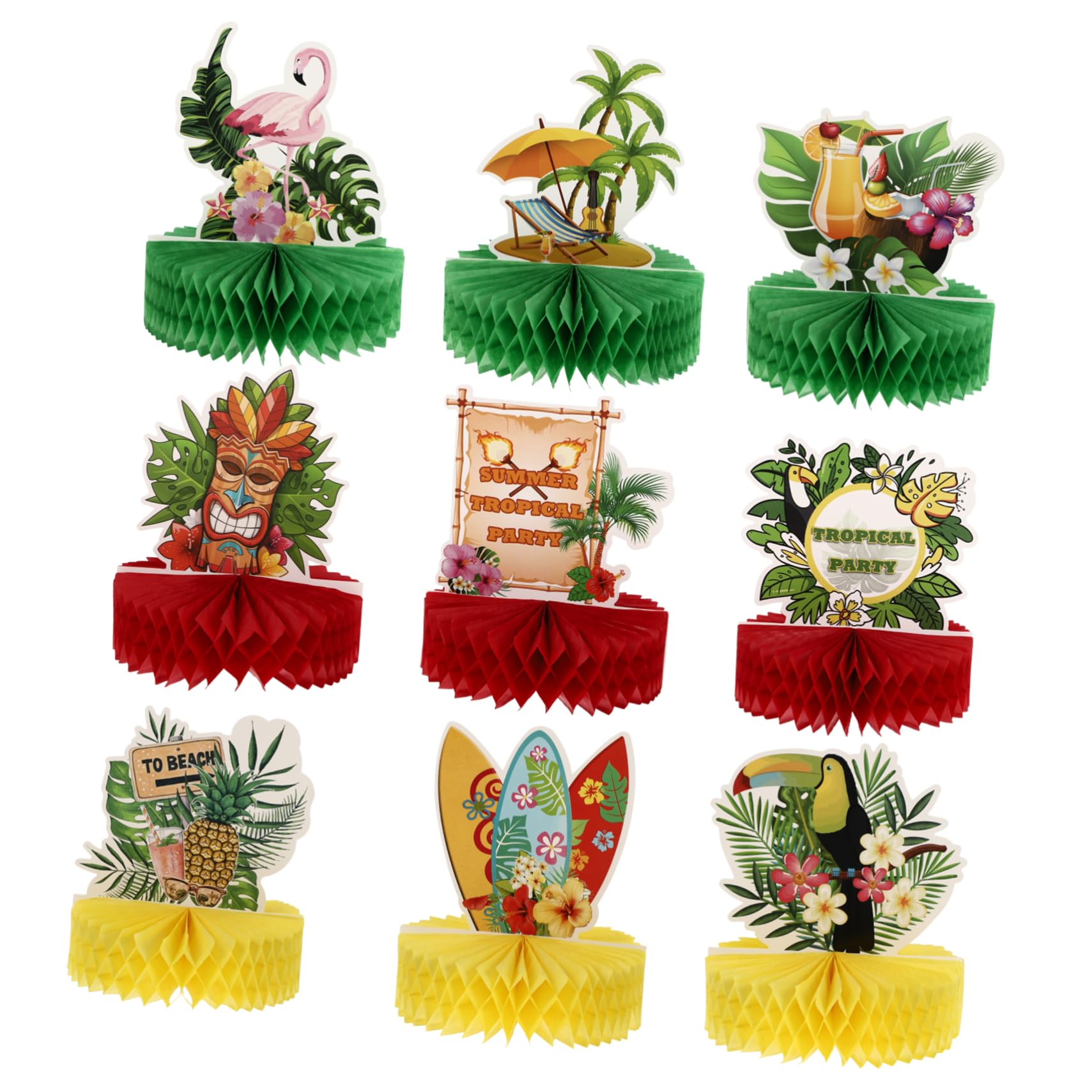 KOMBIUDA 2 Set Pendolo A Nido d'Ape Fenicottero Decorazioni Soffitto Favo Luau Centrotavola Arredamento Tiki Supporto per Cupcake Unicorno Piscina Decorazione Schermo Casa Carta 9 Pezzi * 2