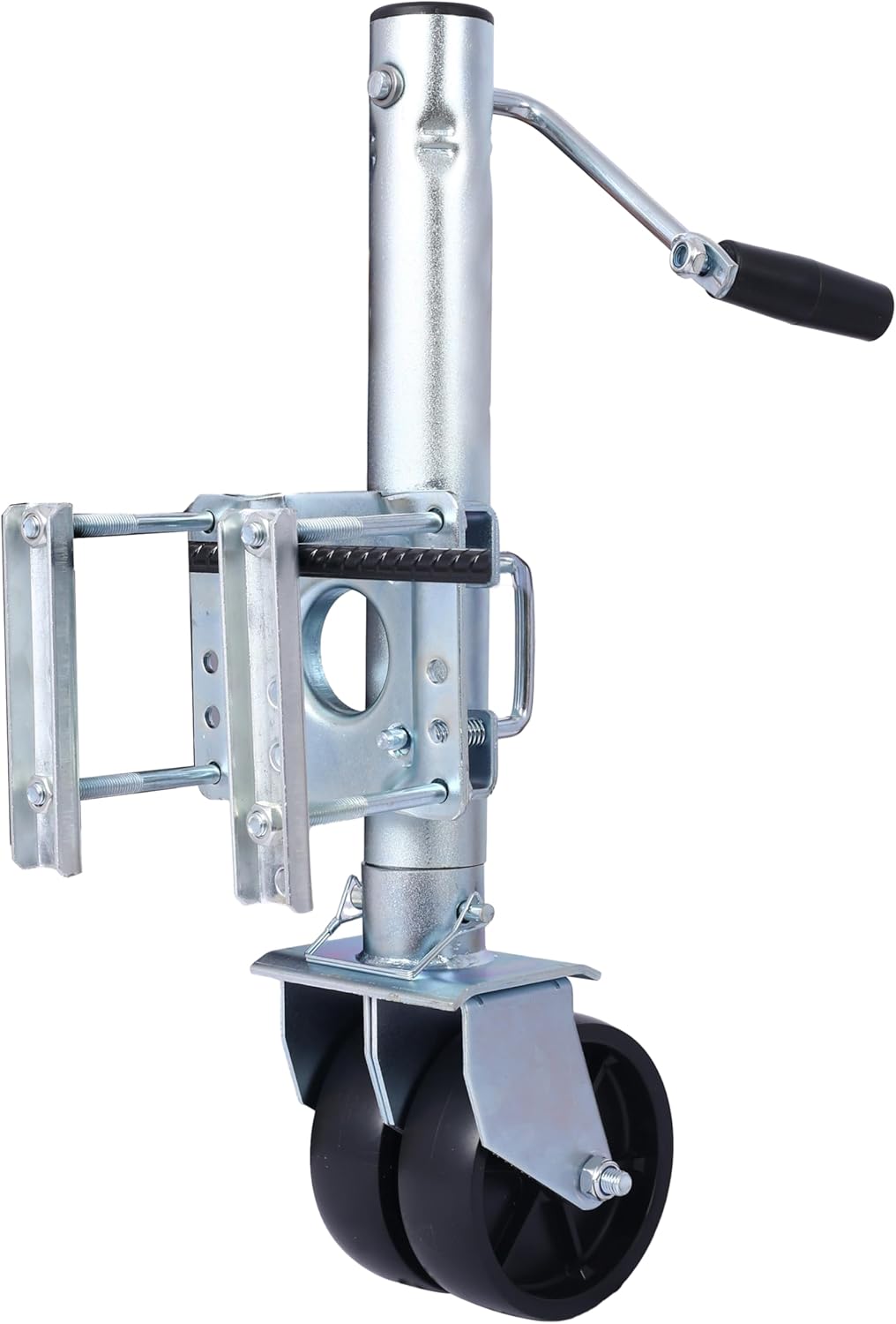 Trailer Tongue Jack with PP Wheels – 1500 lb Bolt-On Swing-Away Jack for Boat, RV, Horse & Utility Trailers – 34.5 in Height, Side-Wind Crank, Galvanized Steel