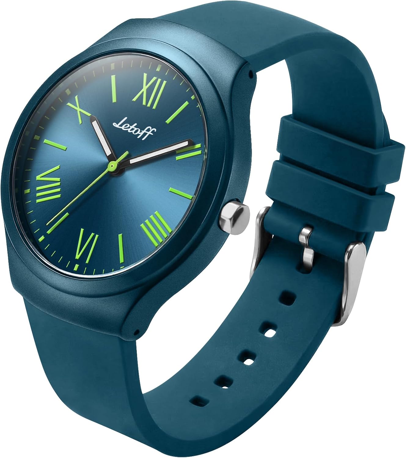 Letoff Silicone Band Metal case Watch for Women/Men, Roman Numeral Dial with Minimalist Design, Lightweight Analog Wristwatch, Industrial Style Fashion Timepiece Water Resistant 100ft