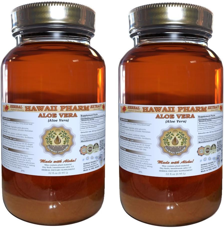 Hawaii Pharm Aloe Vera Liquid Extract, Aloe Vera (Aloe Vera) Tincture 15x4 oz