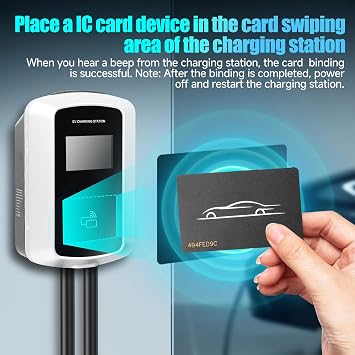 Level 2 EV Charger 48Amp, 16.5ft Cable, EVSE w/ J1772 Connector, NEMA 14-50 Plug, WiFi Enabled, Smart Display, RFID Card Electric Car Charger