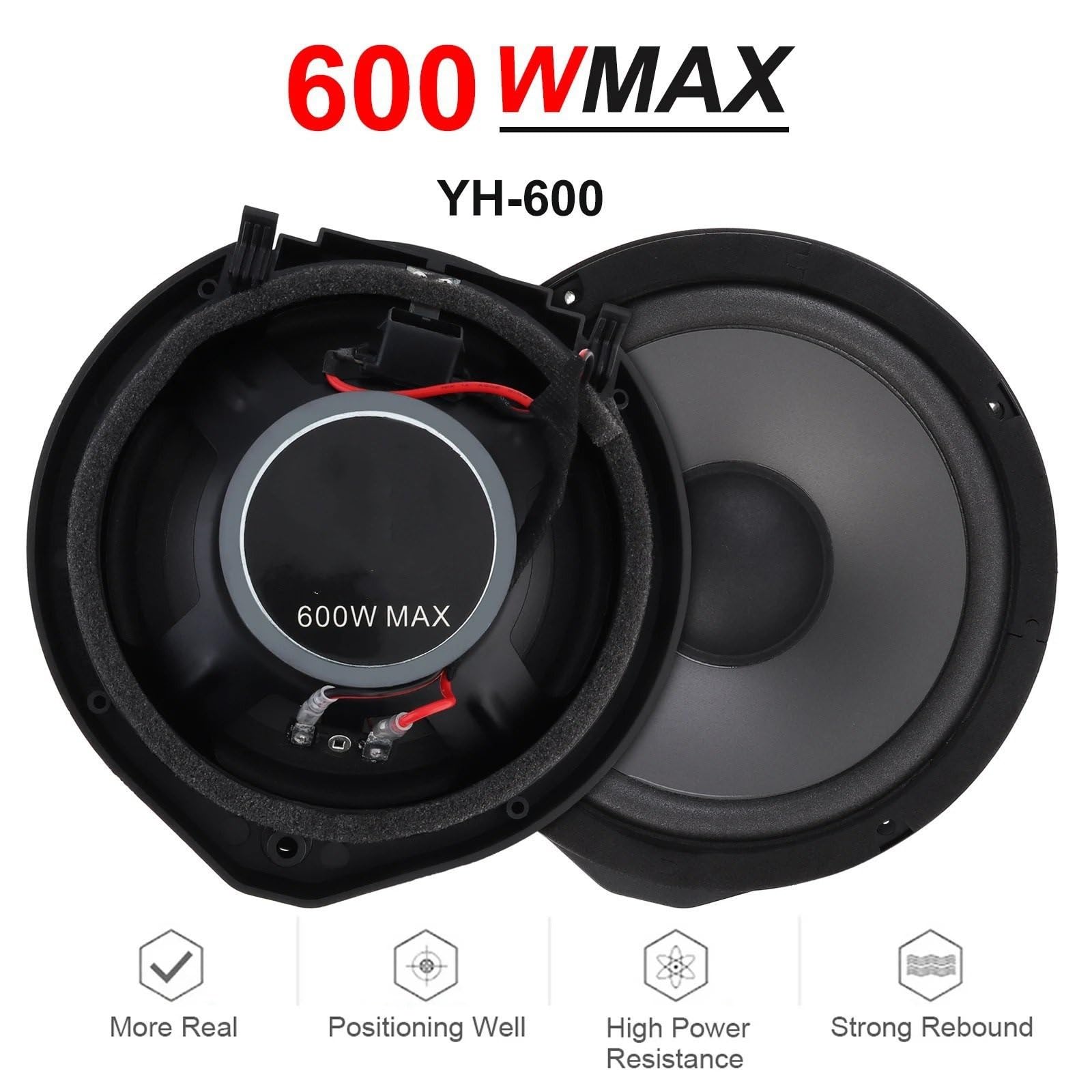 Car Audio Speaker 2 szt. 6,5-calowe głośniki samochodowe 600 W 2-drożny subwoofer samochodowy do drzwi samochodu muzyka stereo pełny zakres częstotliwości