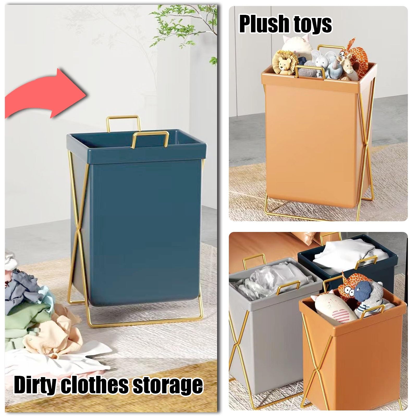 Cesto Biancheria Sporca Pieghevole 53x39x27cm - Portabiancheria Salvaspazio Per Bagno O Camera