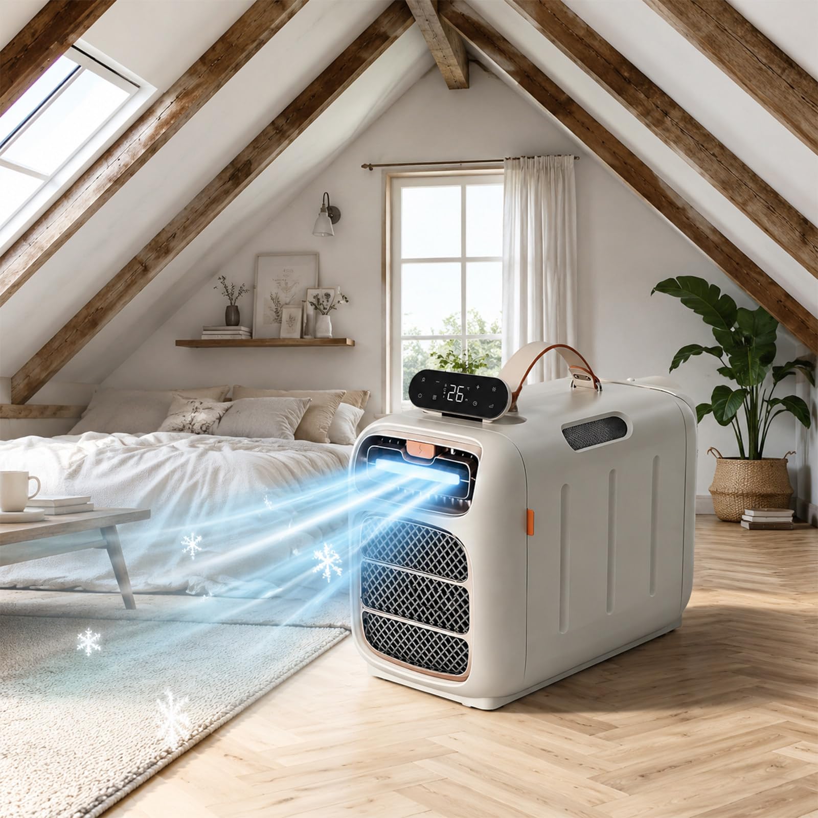 SHUMIAO 5200 BTU Tent AC Unit Portable, 1500W 3 Modes Camping Air Conditioner with Dehumidifier & Night Mode, Small Portable AC for RV, Camper, Dorm, College Room, Truck, Picnic, Hotel