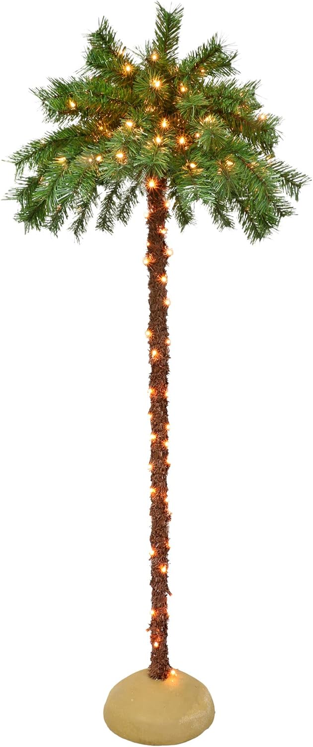 Puleo International 5 Foot PreLit Artificial Palm Tree with 150 ULListed Clear
