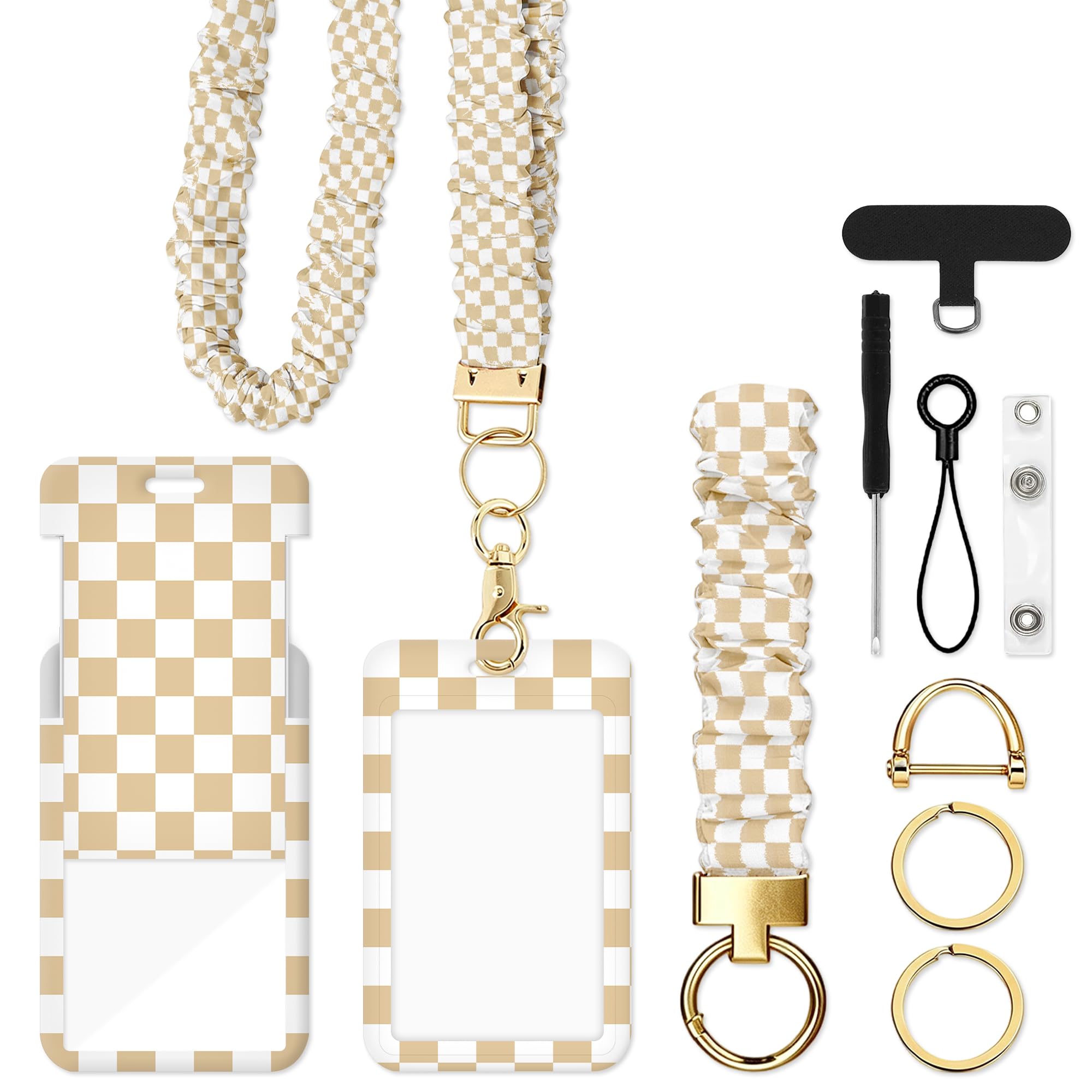 Khaki Scrunchie Lanyard, Teacher Badge Holder Lanyard