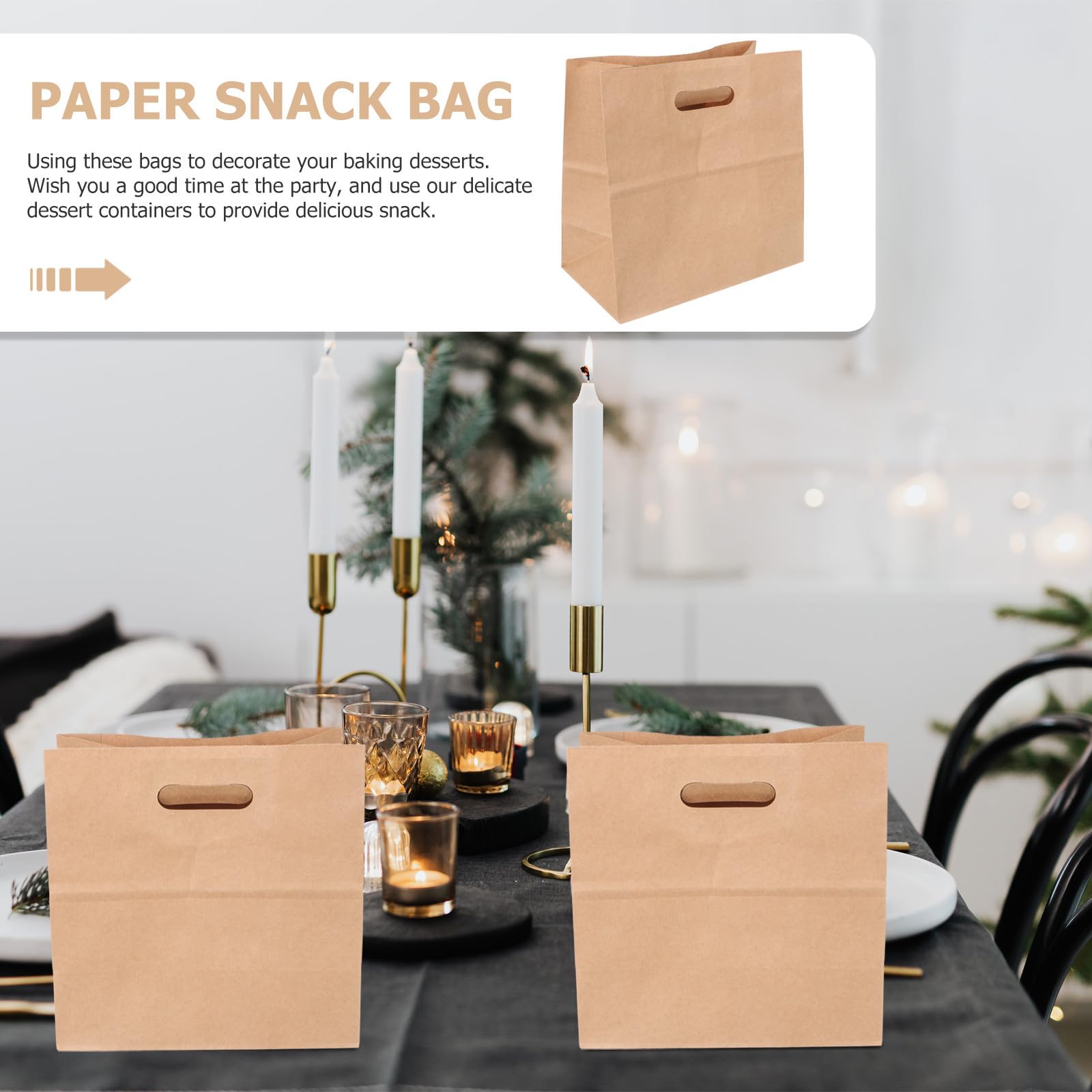 30 Pezzi Sacchetti di Carta Kraft per Pane e Caramelle Fondo Piatto, Resistenti e Sicuri per Microonde, per Panetterie e Ristoranti
