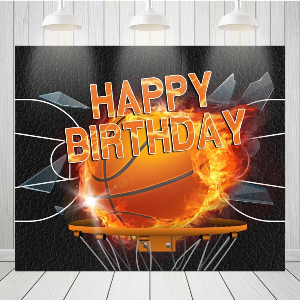 Canessioa Basketball Theme Happy Birthday Backdrop Basketball Fanatic Birthday Banner Athletes Memorial Day Basketball Game Backdrop for Club Players