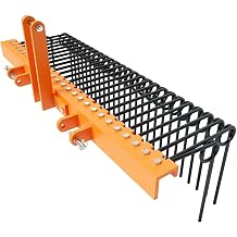 ACEKOOL 72" Tow Behind Landscape Rake, 3 Point Quick Hitch Lawn Dethatcher Rakes with 32 Steel Tines for Cat 0 Cat1 Tractors, Heavy Duty Powder Coated Finish Tools for Leaves, Pine Needles, Straw, Hay