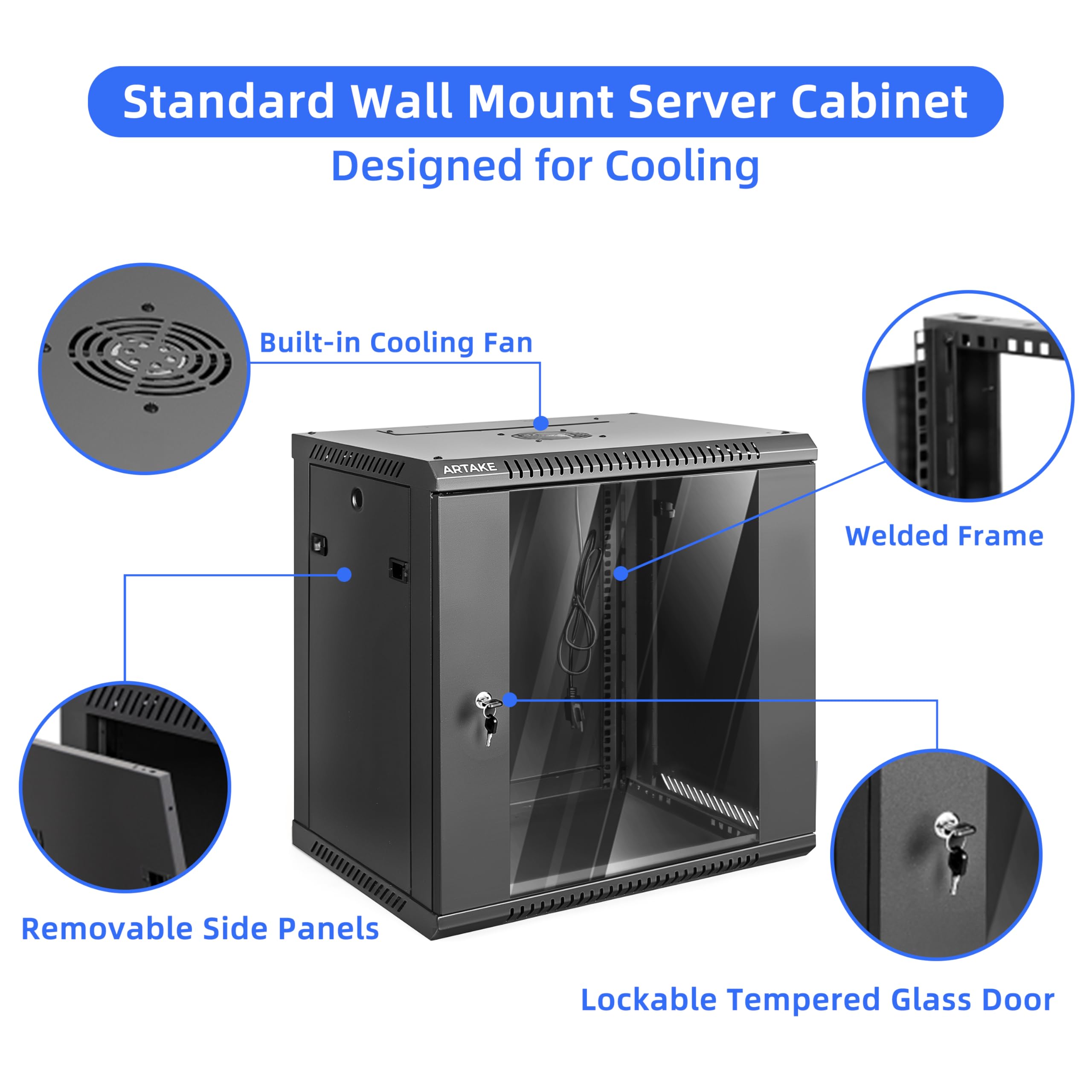 Network Cabinet 12U Open Frame Server Rack, 15''-40'' Adjustable