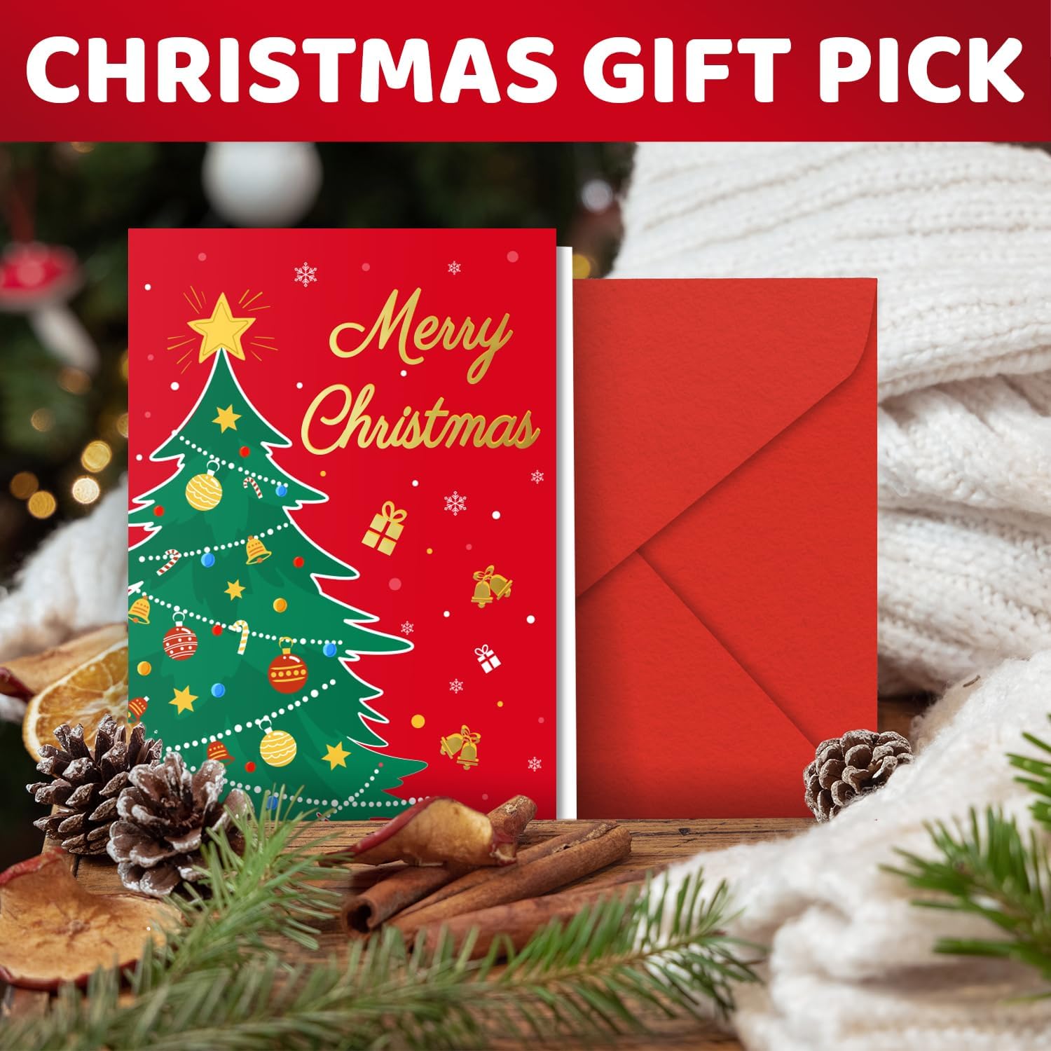 HAPPYPOP Kids Knee High Xmas Socks - Candy Cane Gift for Teen Boys Girls with Greeting Card - Image 3