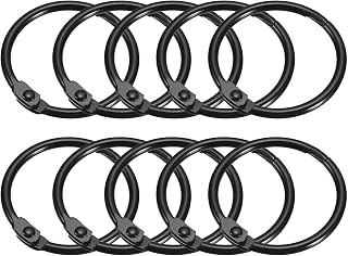 uxcell Shower Curtain Rings, 12pcs - Carbon Steel Round Snap Shower Curtain Hooks, 1 Inch Loose Leaf Binder Rings for Shower Curtain Rods (Black)