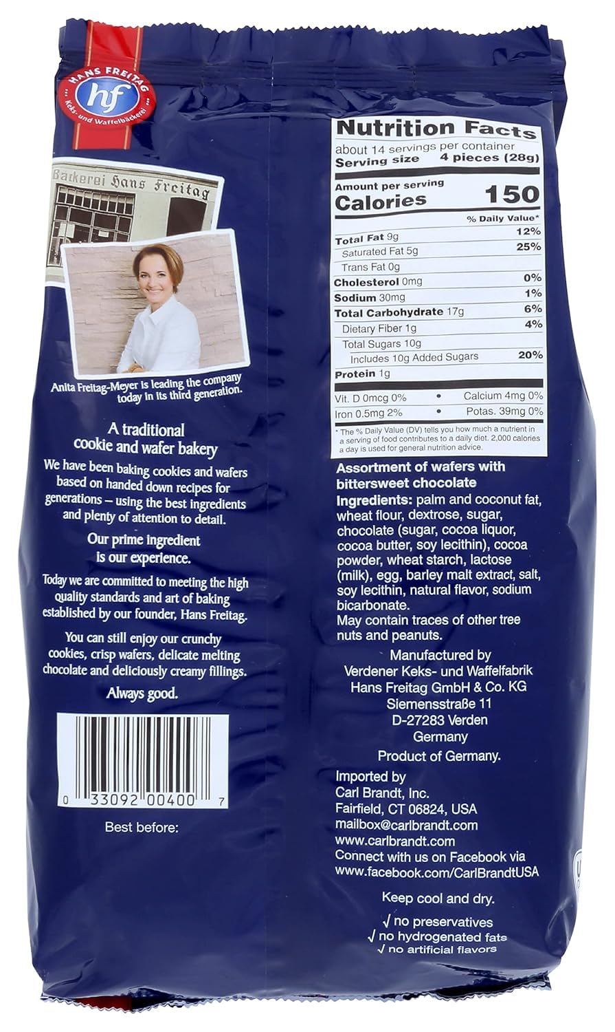 Hans Freitag Biscuits and Wafers (Desiree Wafers, 14oz, pack of 2)
