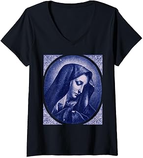 Womens Mater Dolorosa Our Lady of Sorrows Mother Mary Catholic V-Neck T-Shirt