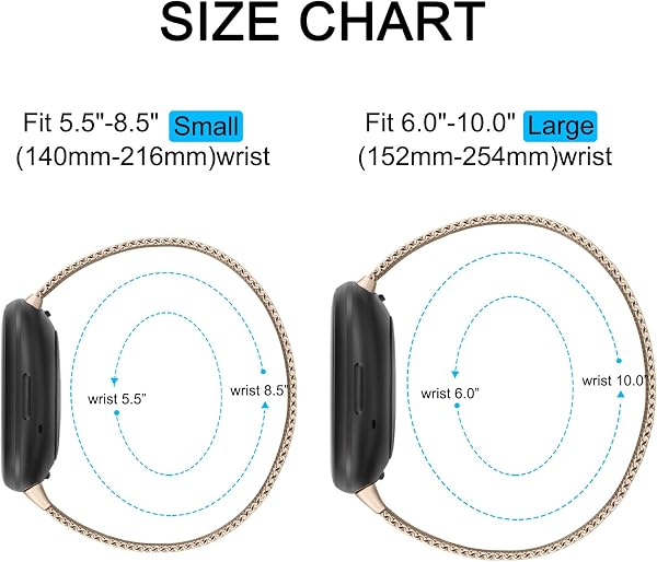 Amzpas Kompatibel mit Fitbit Versa 3 Armband/Fitbit Sense Armband, Metall Edelstahl Ersatzarmbänder mit Magnetschloss für Fitbit Versa 3/Sense - 2