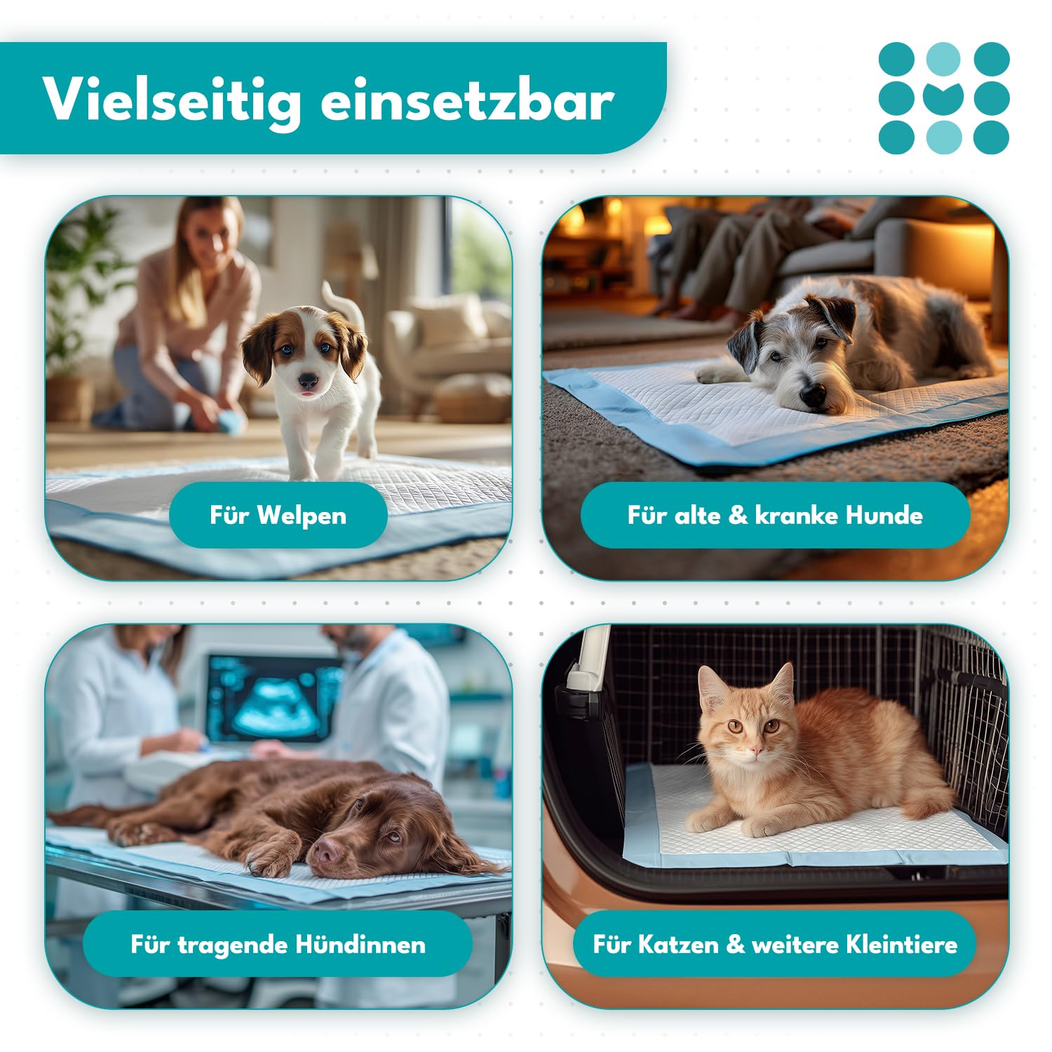 100x Welpen Unterlagen 60x90cm, maneo Trainingspads für Hunde, Welpen Unterlagen saugfähig, Hundeklo auslaufsicher, 5-lagige Pipi Matten für Hunde, Katzen & Co., Puppy Pads, Welpen Zubehör, Pipi Pads