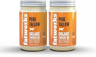 Fatworks Organic Grass-Fed Beef Tallow, Certified Organic Non-Gmo Pasture-Raised Beef Tallow, sourced from several small family ranchers, KETO friendly, exclusive to Fatworks, 14 oz.