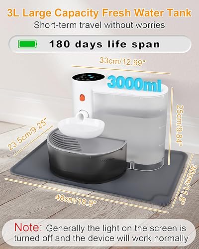 Miniatura 2 de GJEASE Fuente de agua inteligente para mascotas sin filtro, fuente de agua inalámbrica para gatos, fuente de agua sin filtro con pilas