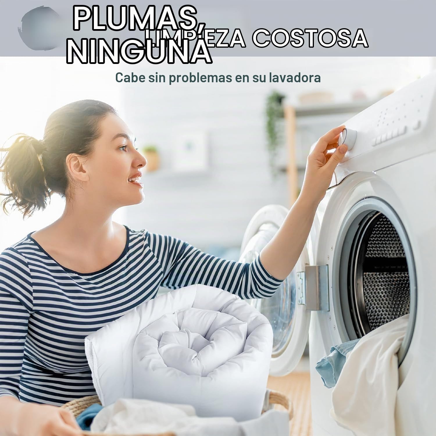 FH FAM' HOME HOME COSINESS Edredón Lavable Blanco 140 x 200 cm, edredón Acolchado Certificado Made IN Green, hipoalergénico Suave y Duradero, Fibra Hueca de poliéster Reciclado 350g/m2, una Persona