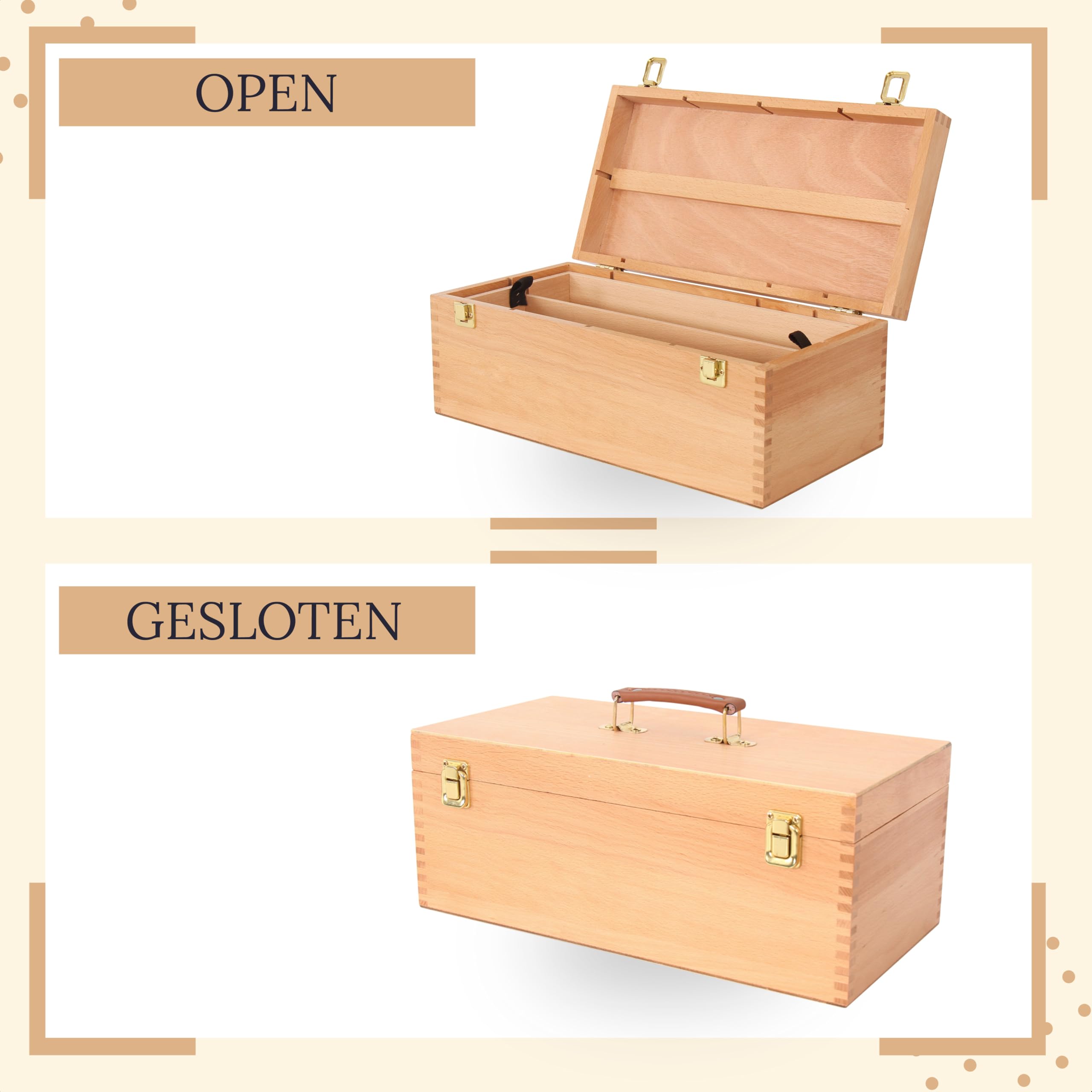 AYOO Malkoffer, Malbox, Malkoffer, Utensellierkoffer, Zeichenkoffer, Pinselbox, Zeichenbox, Kiefernholz