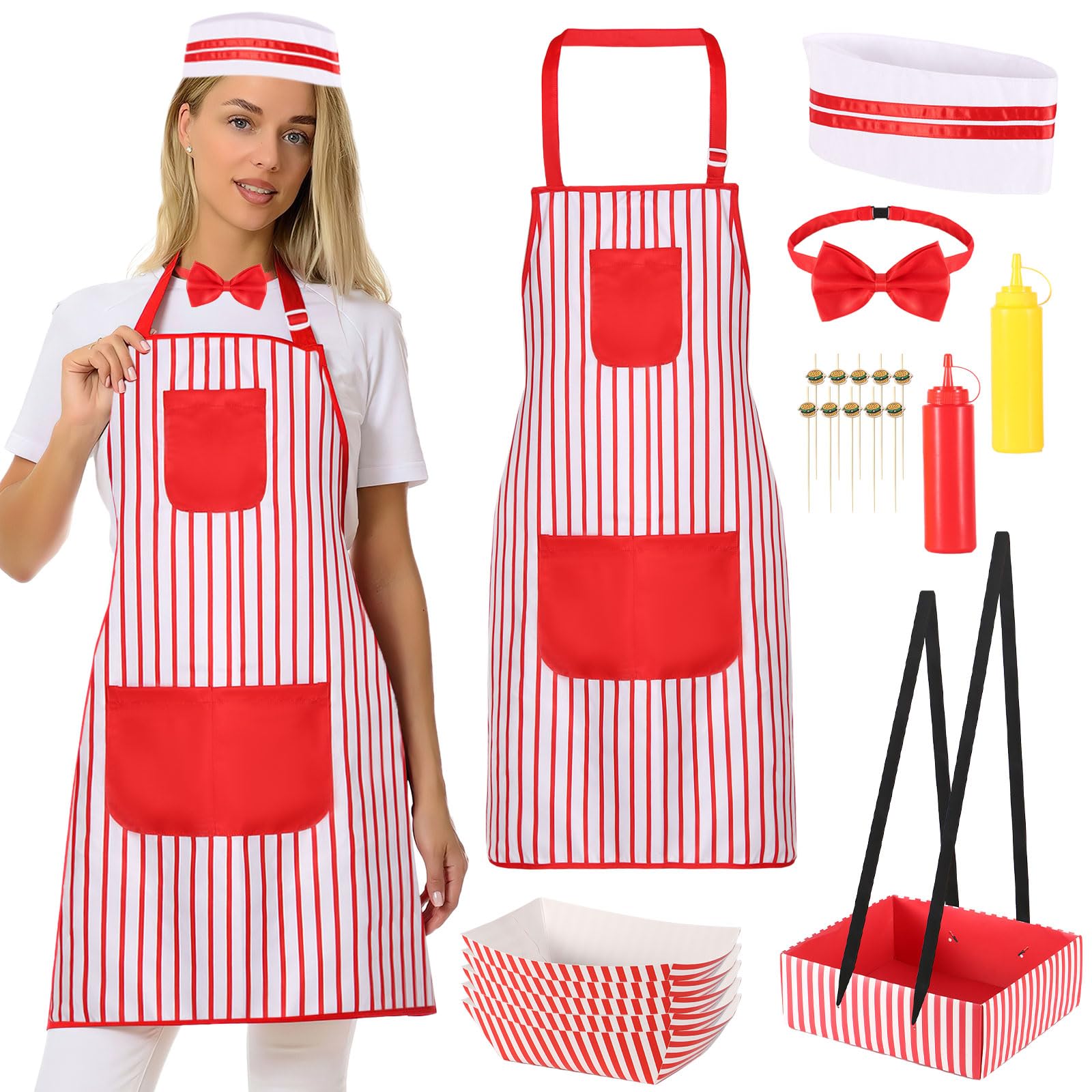 Waiter Kit Snapklik.com : 21Pcs Adult Waiter Costume Kits Popcorn Hot Dog Costume ...