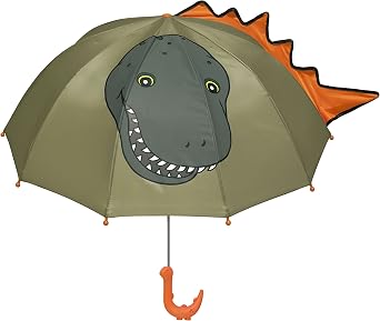 Kidorable Green Dinosaur Umbrella for Boys w/Fun Dino Handle, Pop-Out Spikes, Big Smile
